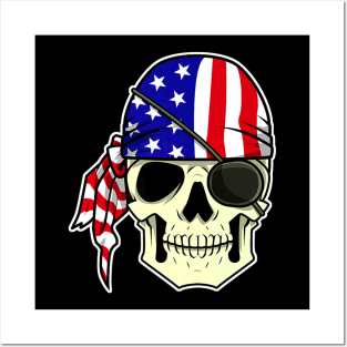 Patriotic 4th July Skull Posters and Art